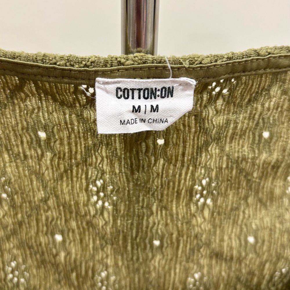 Cotton On Olive Green Knit Tie-Front Cropped Top - Picture 3 of 8